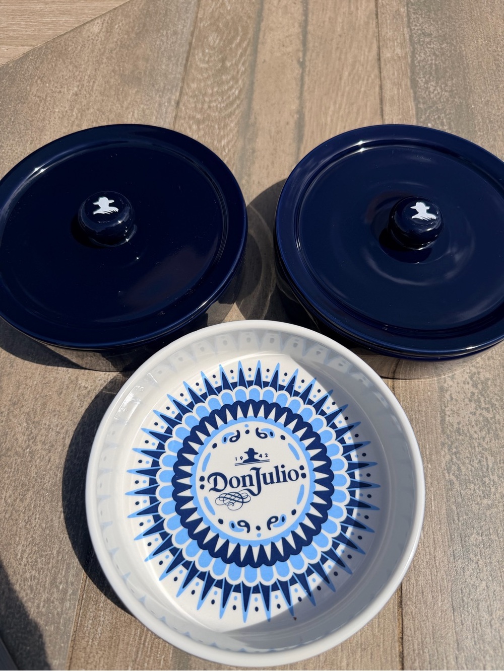 Don Julio Blue Ceramic Dish with Lid- Set of 3